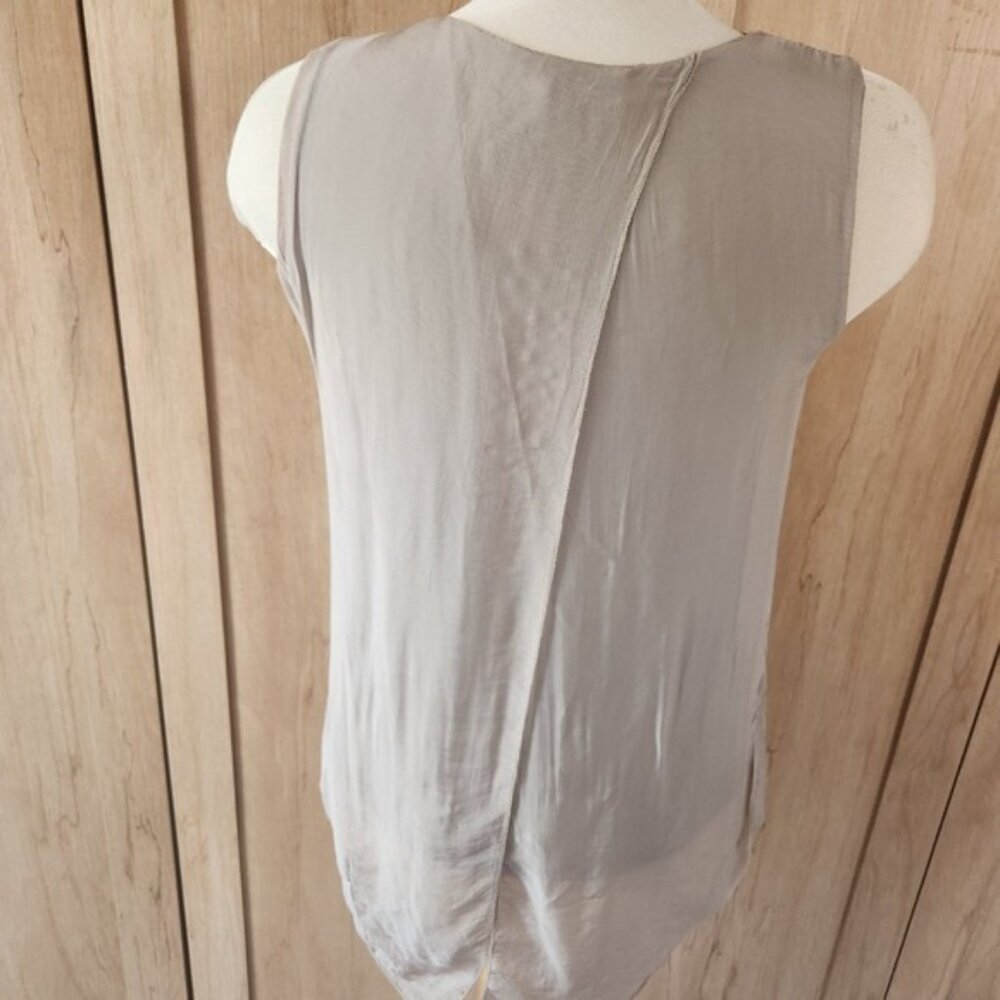 Made in Italy silk Embellished Tank Top Neutral Sheer Overlay whimsical fairy - Picture 3 of 10
